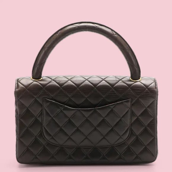Chanel Vintage Brown Quilted Lambskin Top Handle Medium Flap Bag - Picture 3 of 8